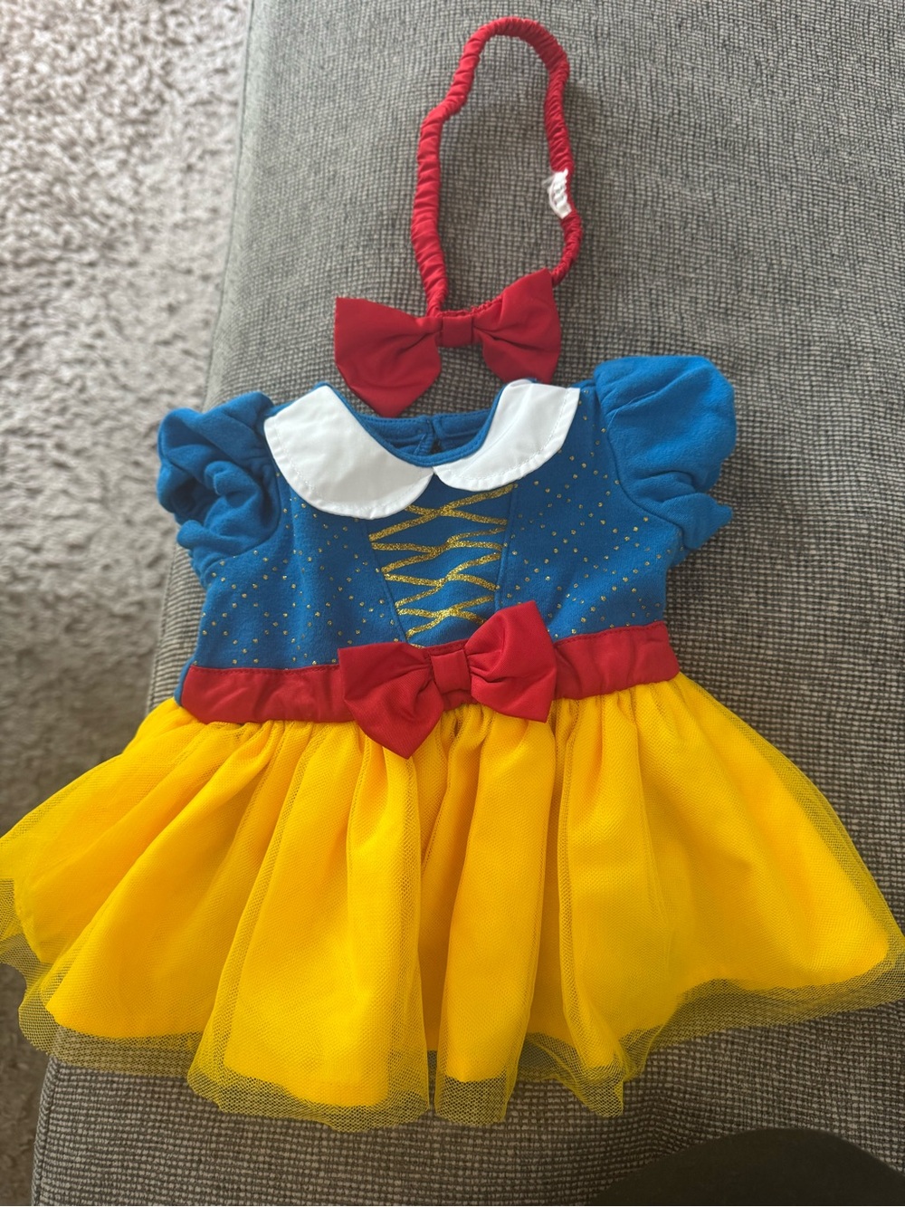 Snow White Princess Dress Costume with Red Bow Headband
